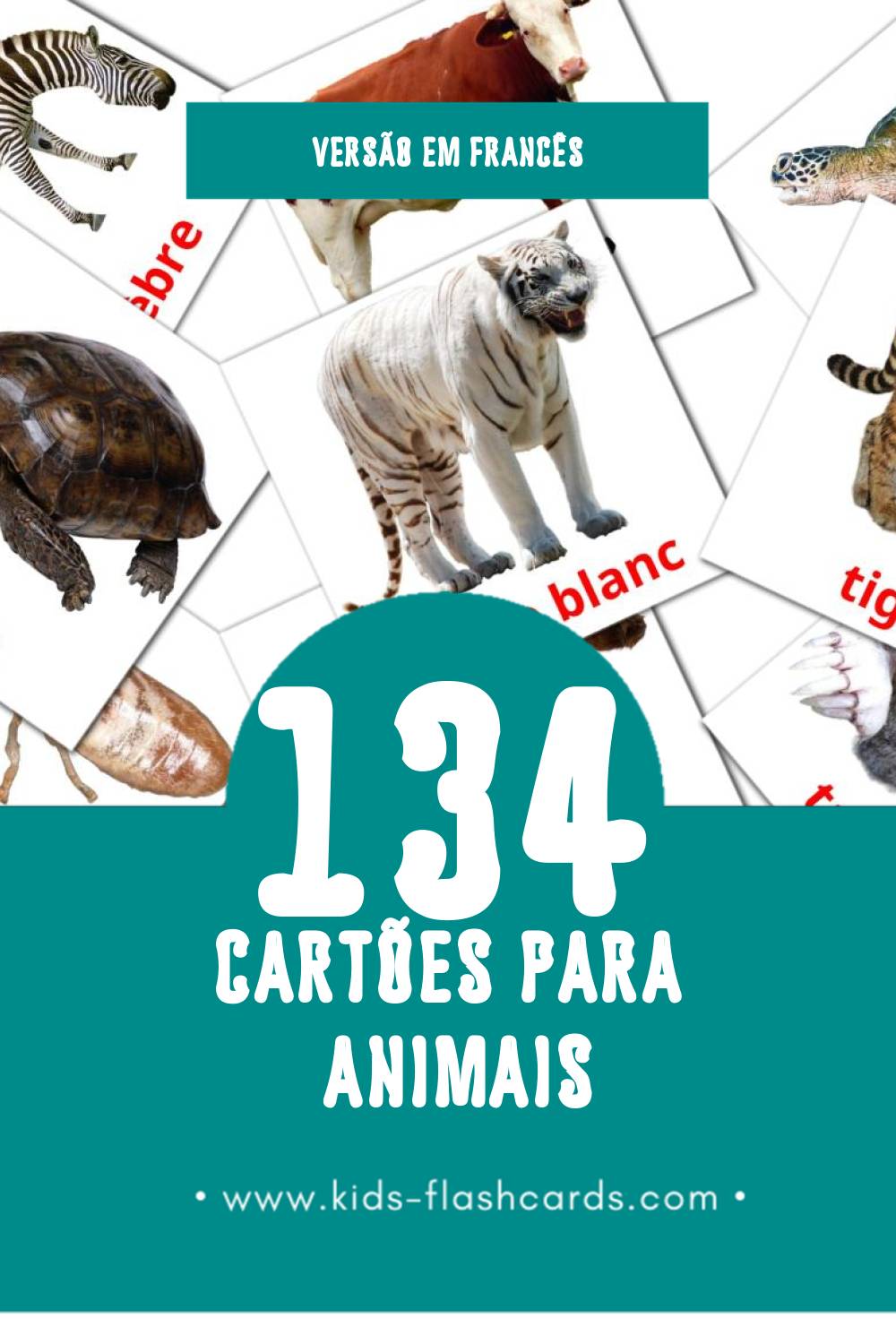 Flashcards de Animaux Visuais para Toddlers (134 cartões em Francês)