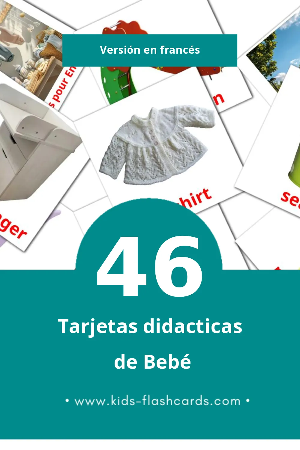 Tarjetas visuales de Bébé para niños pequeños (46 tarjetas en Francés)