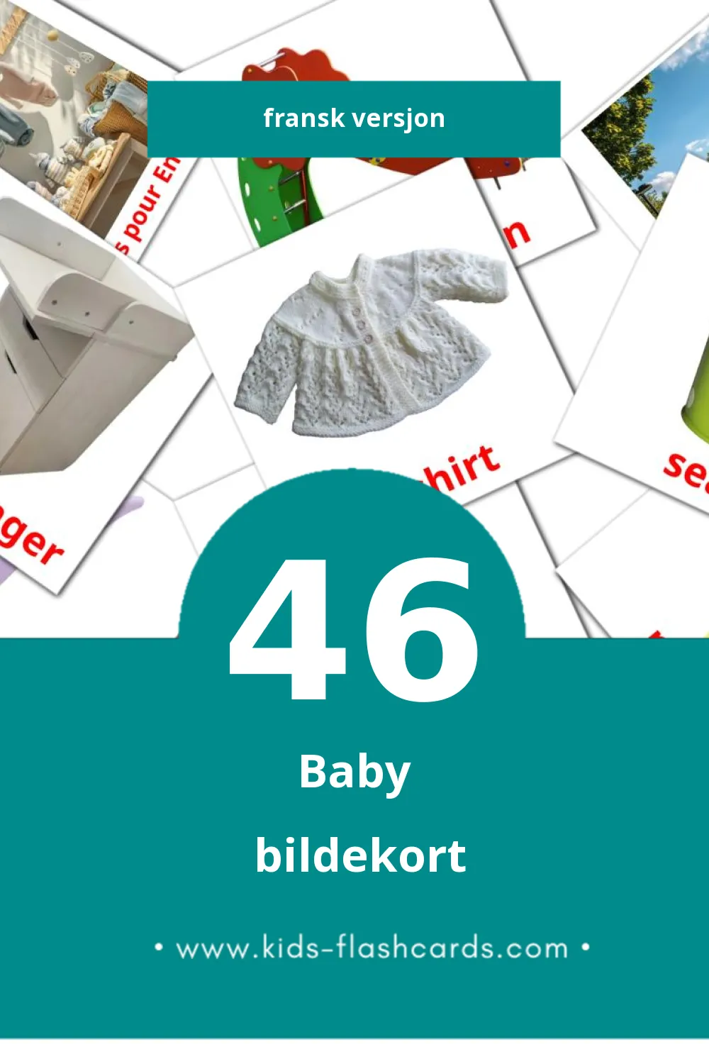 Visuelle Bébé bildekort for småbarn (46 kort på Fransk)