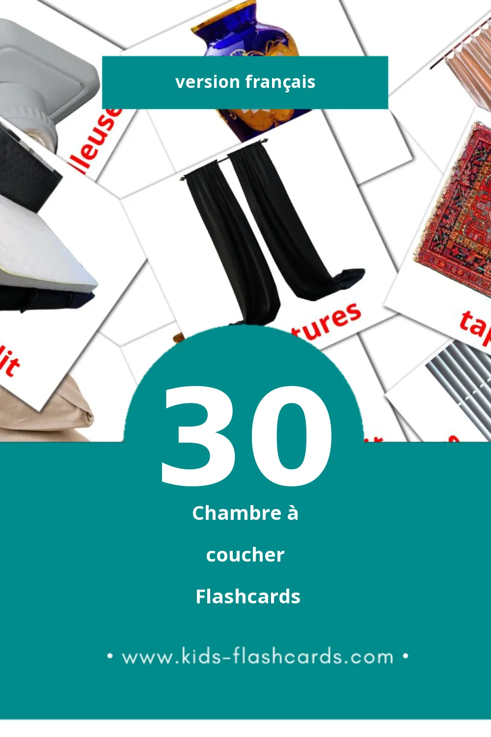 Flashcards Visual Chambre à coucher pour les tout-petits (30 cartes en Français)