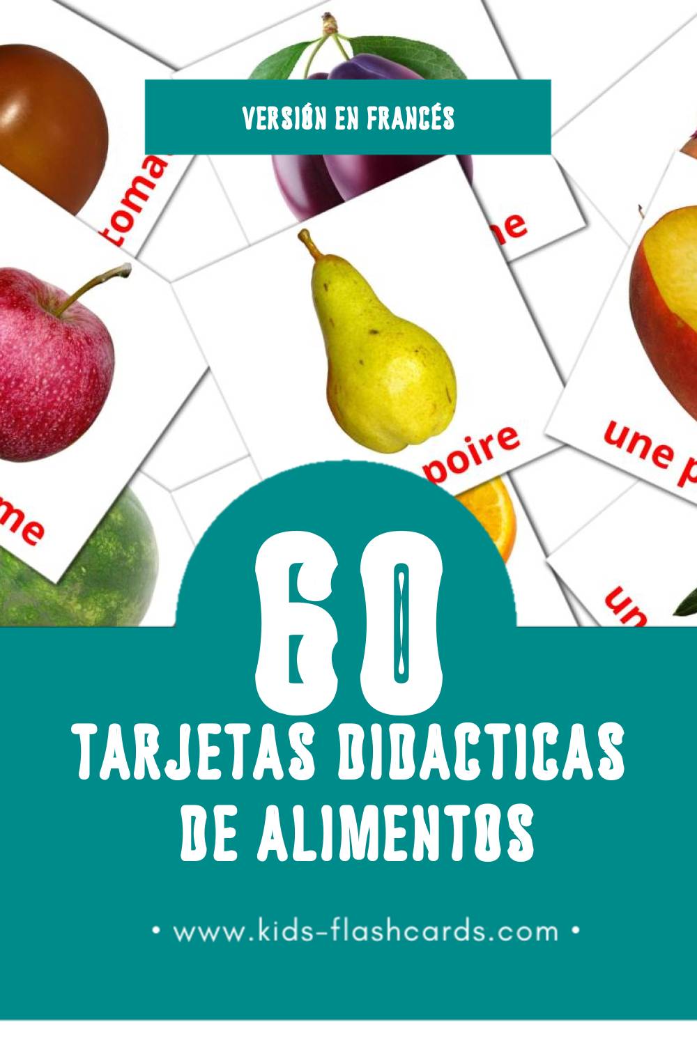 Tarjetas visuales de Nourriture para niños pequeños (60 tarjetas en Francés)