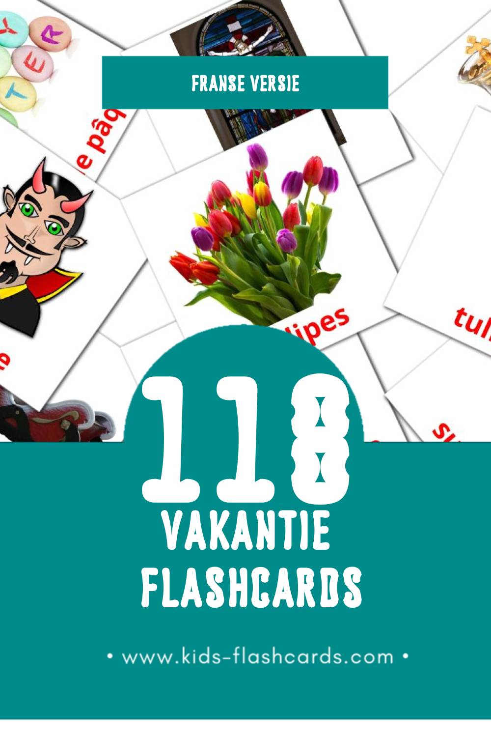 Visuele Les Vacances Flashcards voor Kleuters (118 kaarten in het Frans)