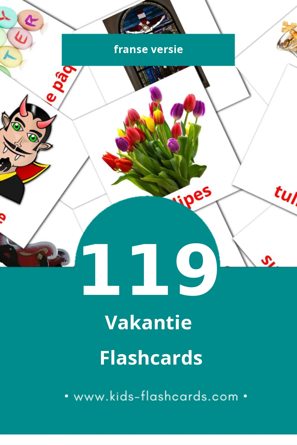 Visuele Les Vacances Flashcards voor Kleuters (119 kaarten in het Frans)