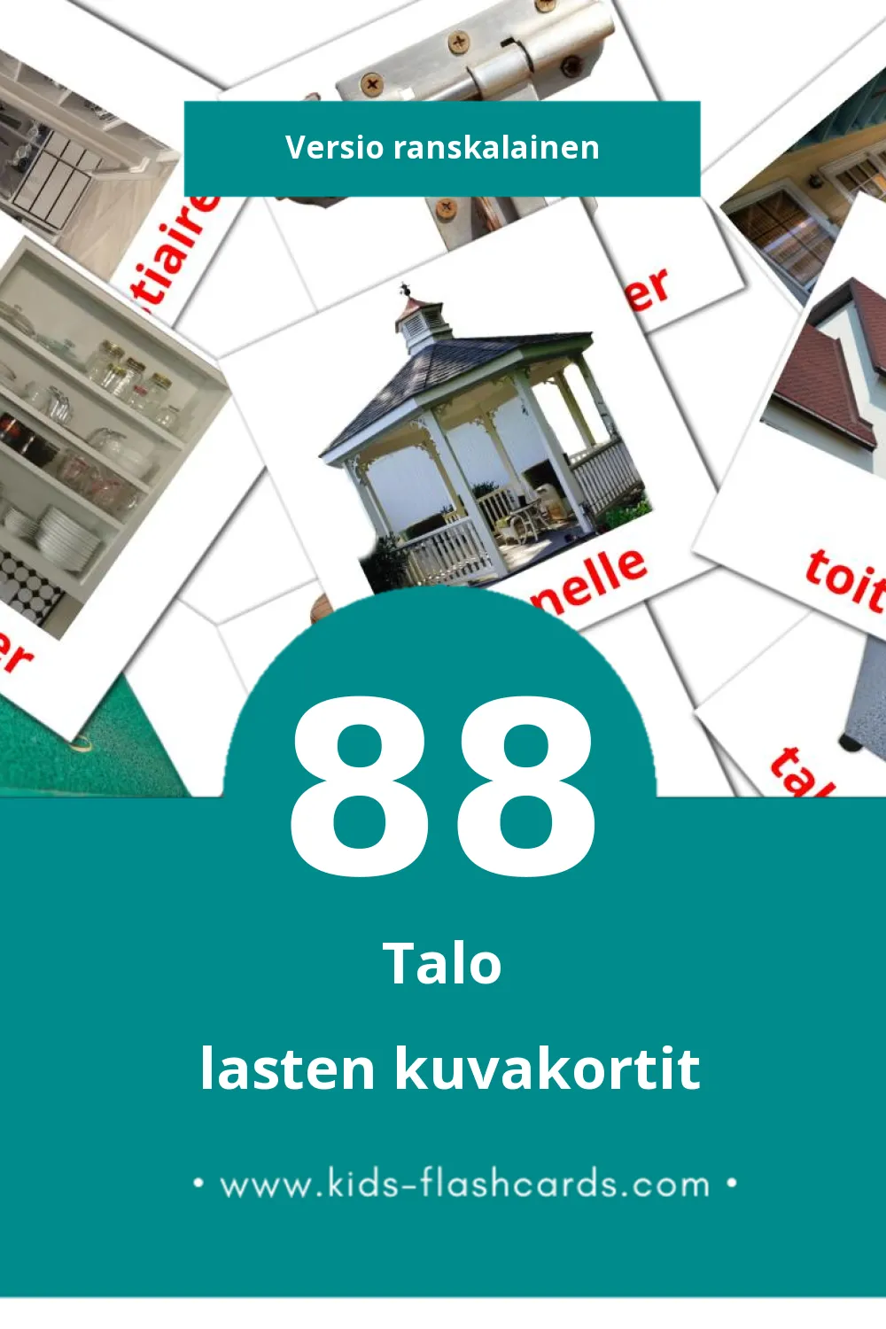Maison lasten kuvakortit pikkulapsille (88 korttia Ranskalaiseksi)