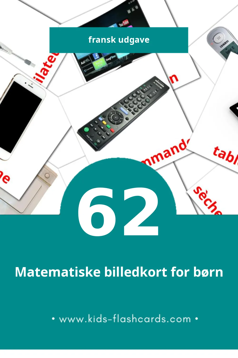 Visuelle billedkort for børn om Les Appareils Ménagers til småbørn (62 kort på Fransk)
