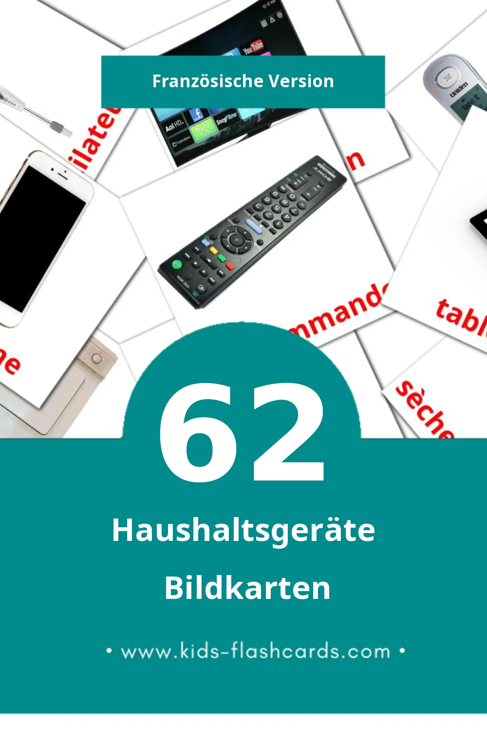 Visual Les Appareils Ménagers Flashcards für Kleinkinder (62 Karten in Französisch)