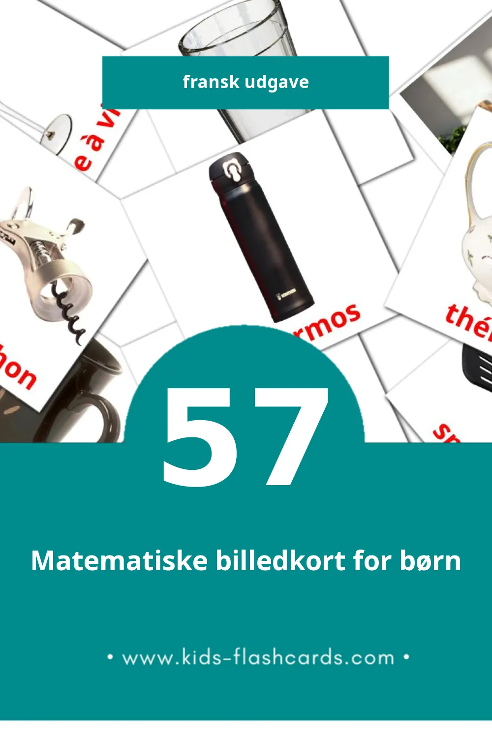 Visuelle billedkort for børn om Cuisine til småbørn (57 kort på Fransk)