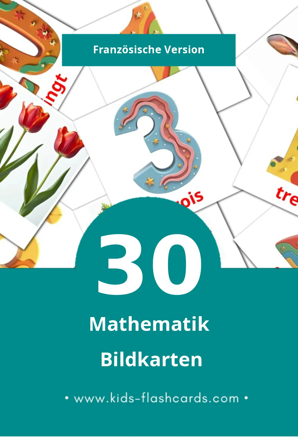 Visual Math Flashcards für Kleinkinder (30 Karten in Französisch)