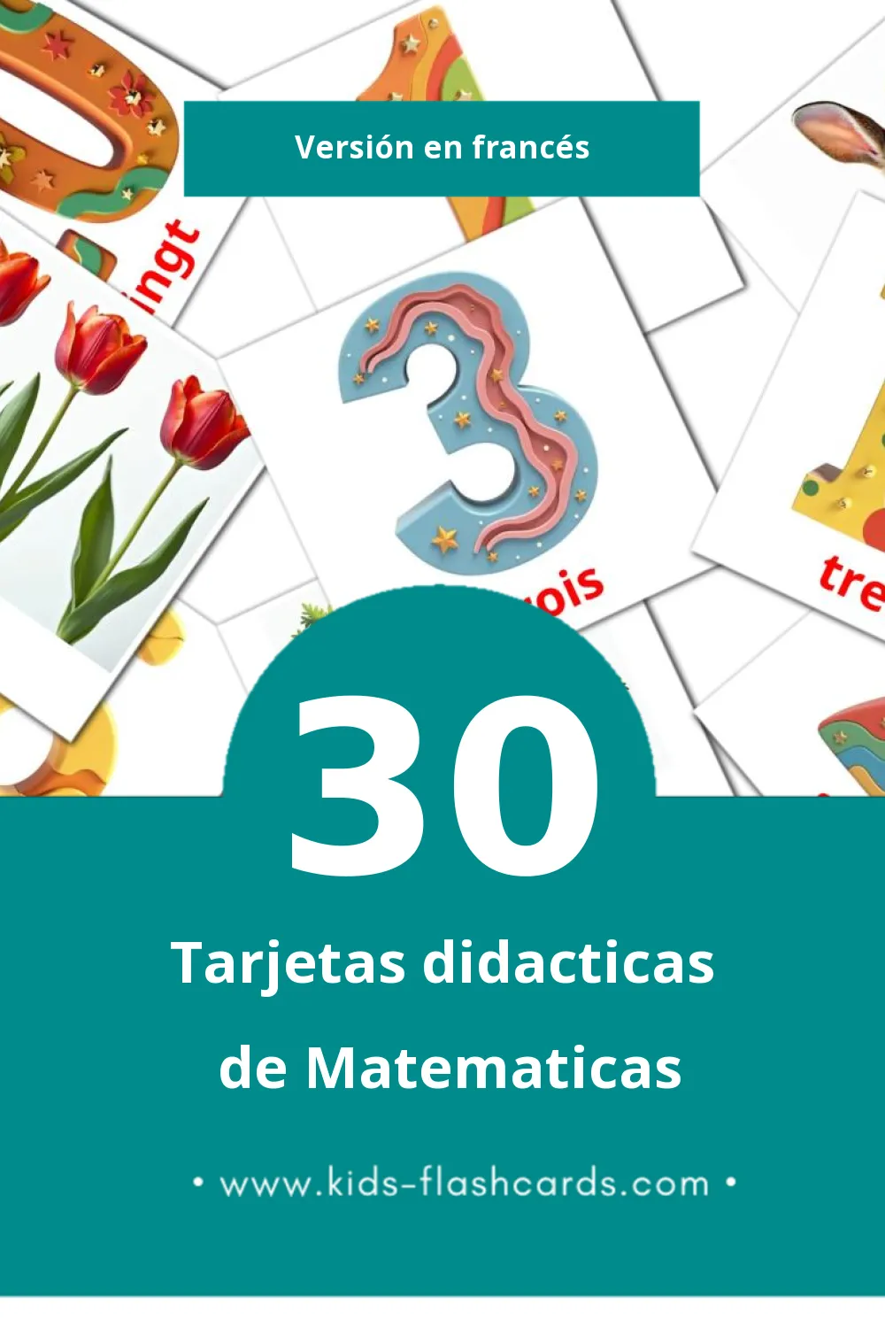 Tarjetas visuales de Math para niños pequeños (30 tarjetas en Francés)