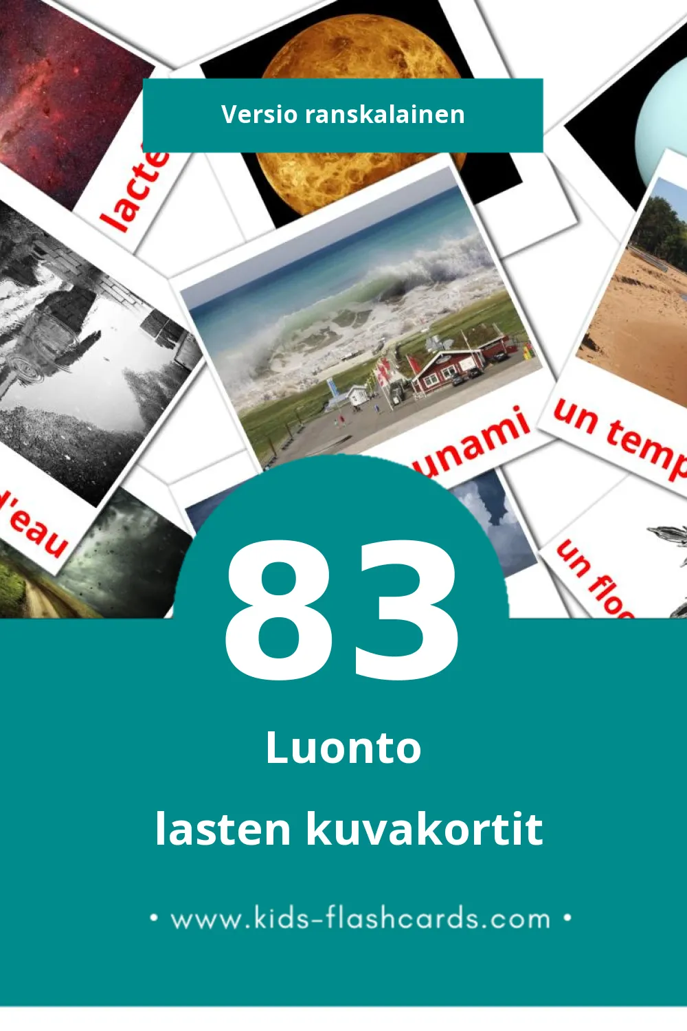 Nature lasten kuvakortit pikkulapsille (83 korttia Ranskalaiseksi)