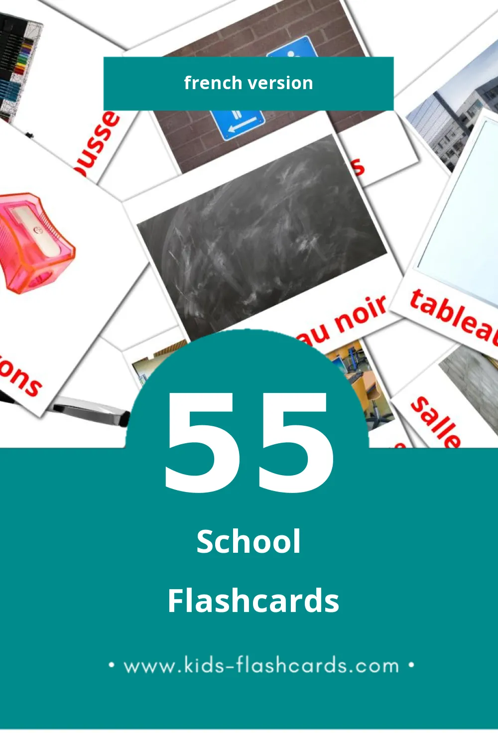 Visual École Flashcards for Toddlers (55 cards in French)