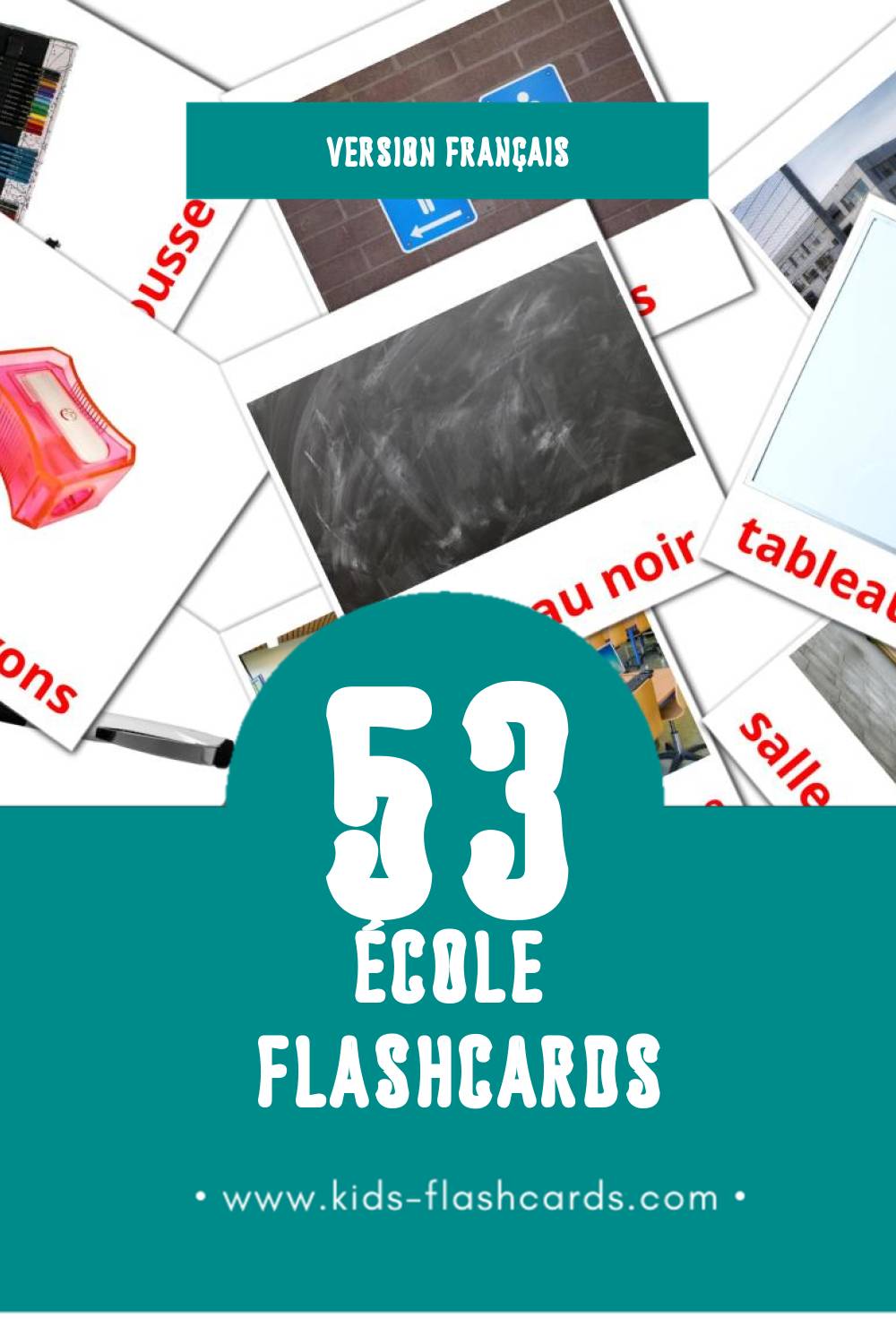 Flashcards Visual École pour les tout-petits (53 cartes en Français)