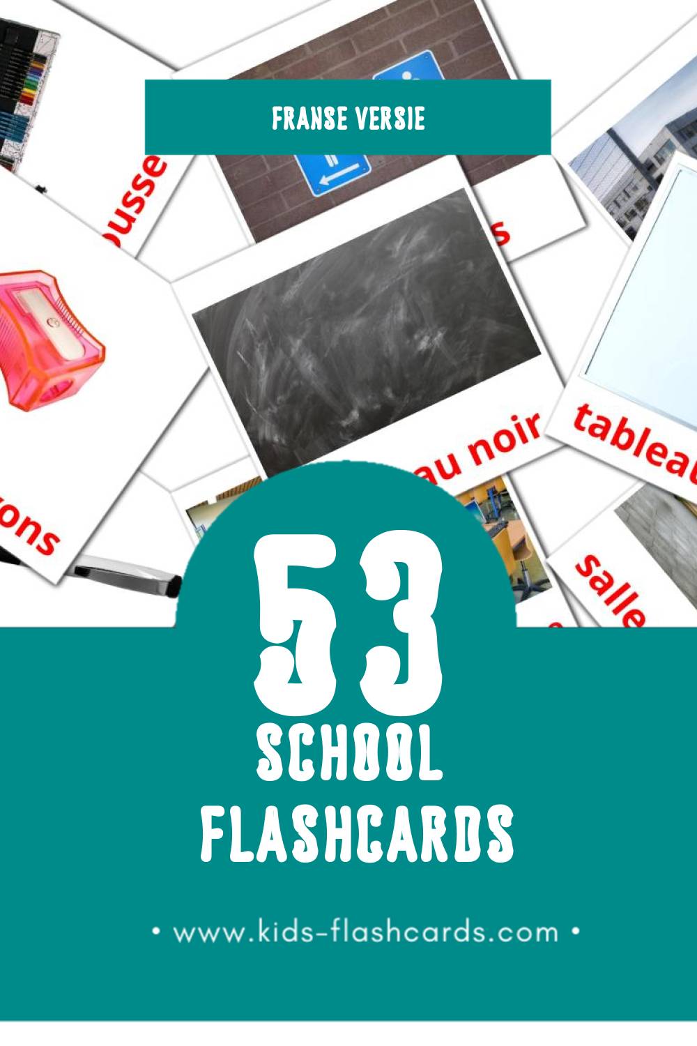 Visuele École Flashcards voor Kleuters (53 kaarten in het Frans)