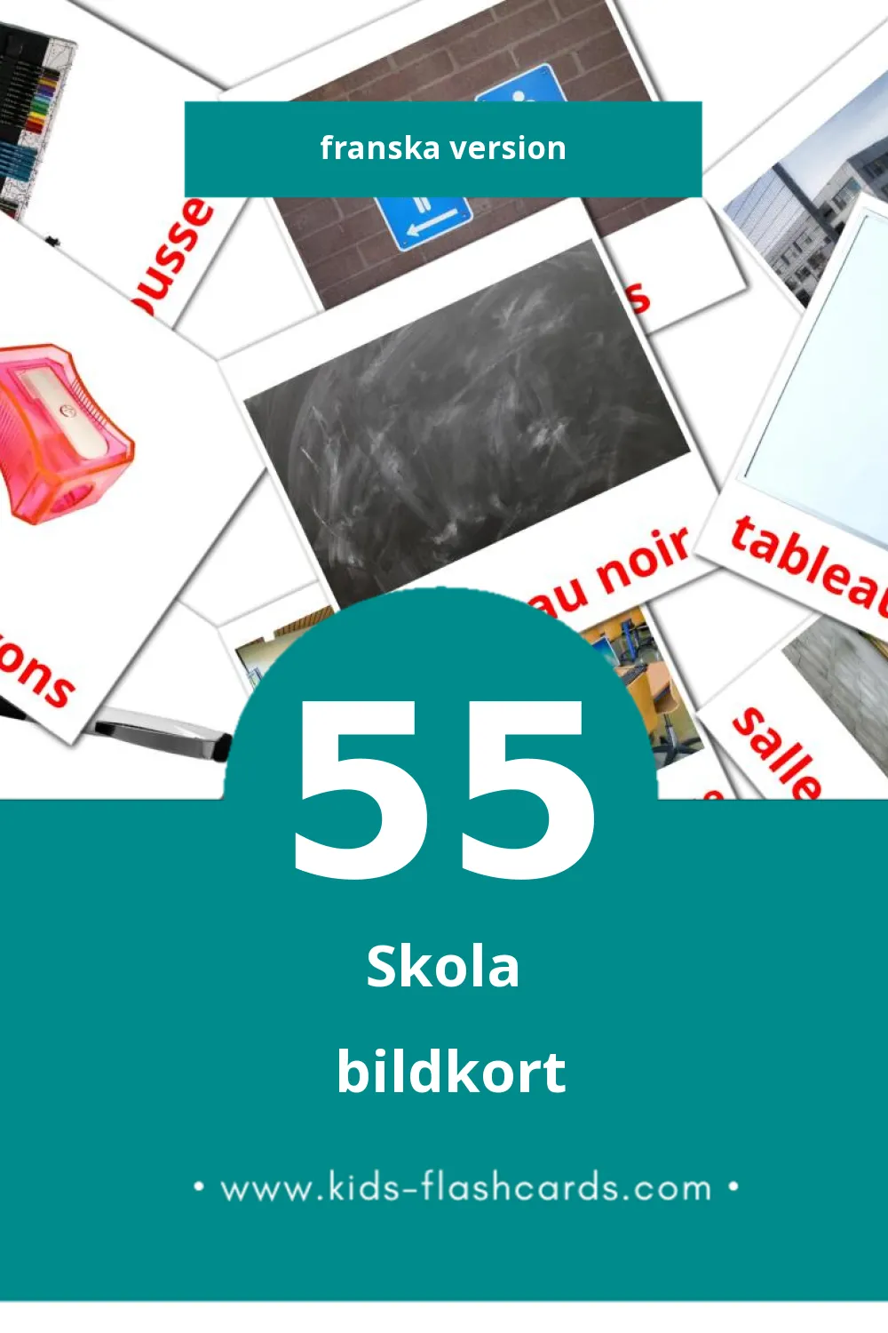 Visuella École för småbarn (55 bildkort för barn på Franska)