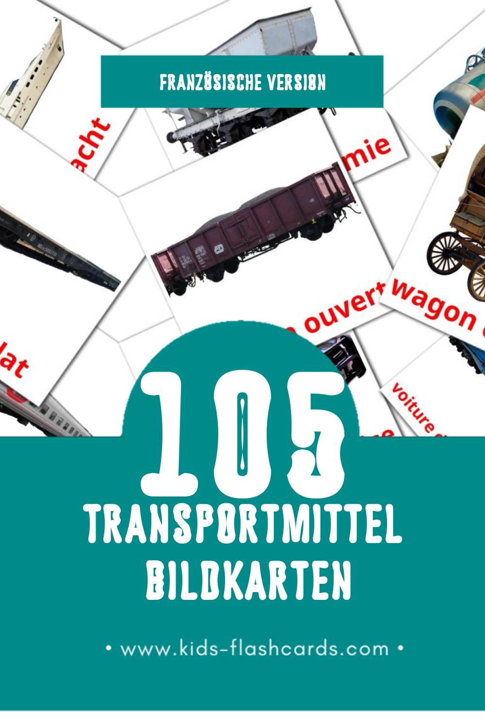 Visual Les Transports Flashcards für Kleinkinder (105 Karten in Französisch)