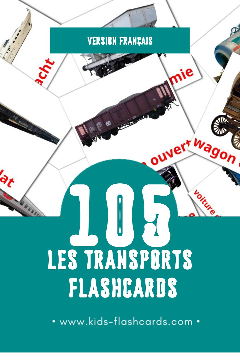 Flashcards Visual Les Transports pour les tout-petits (108 cartes en Français)