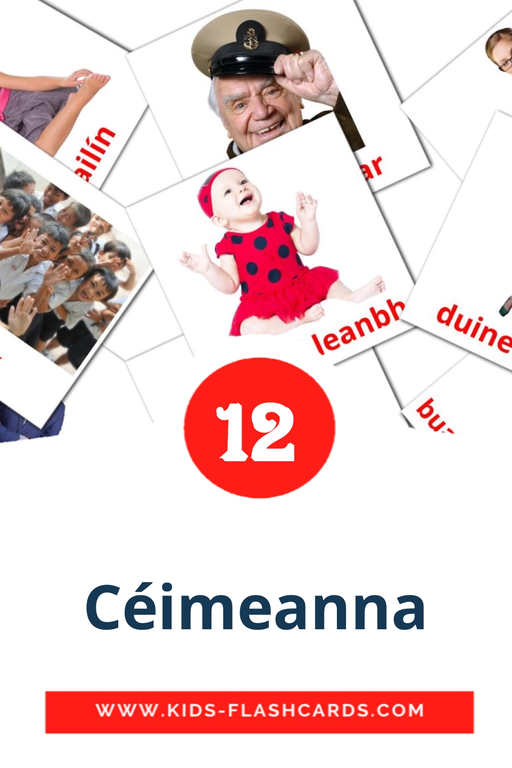 12 carte illustrate di Céimeanna per la scuola materna in irlandesi