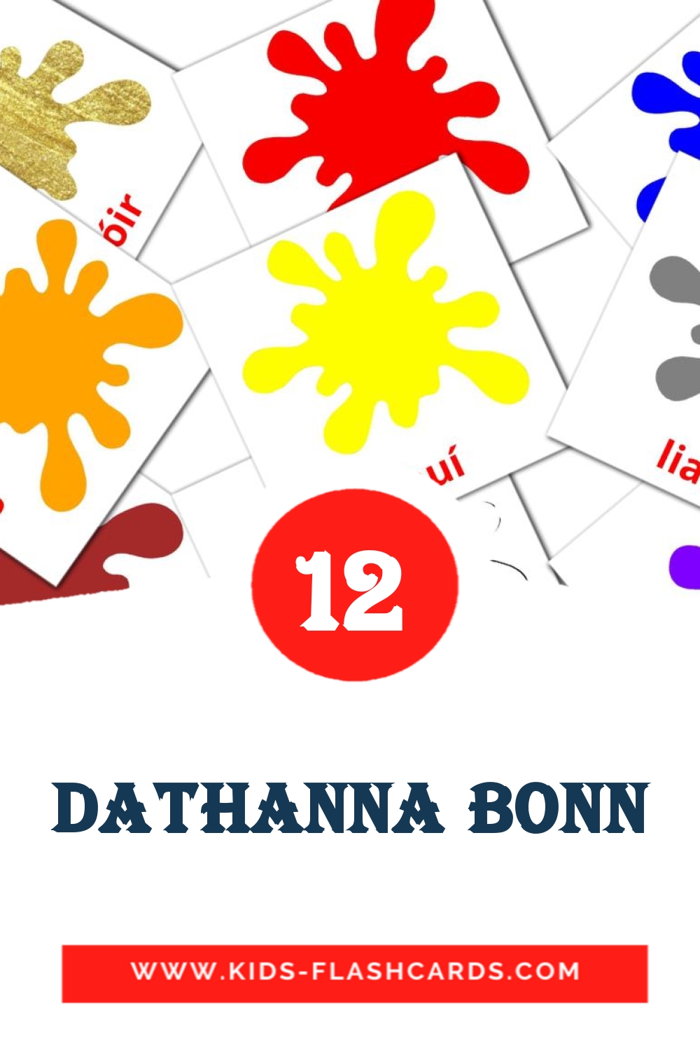 12 cartes illustrées de Dathanna bonn pour la maternelle en irlandais