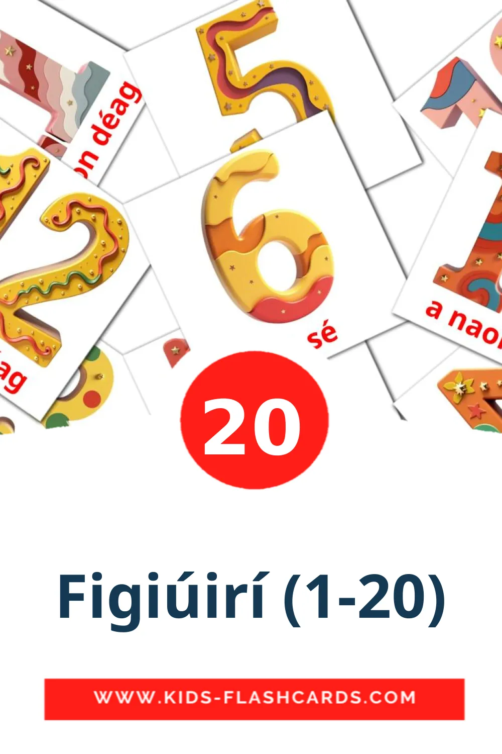 20 Figiúirí (1-20) Picture Cards for Kindergarden in irish