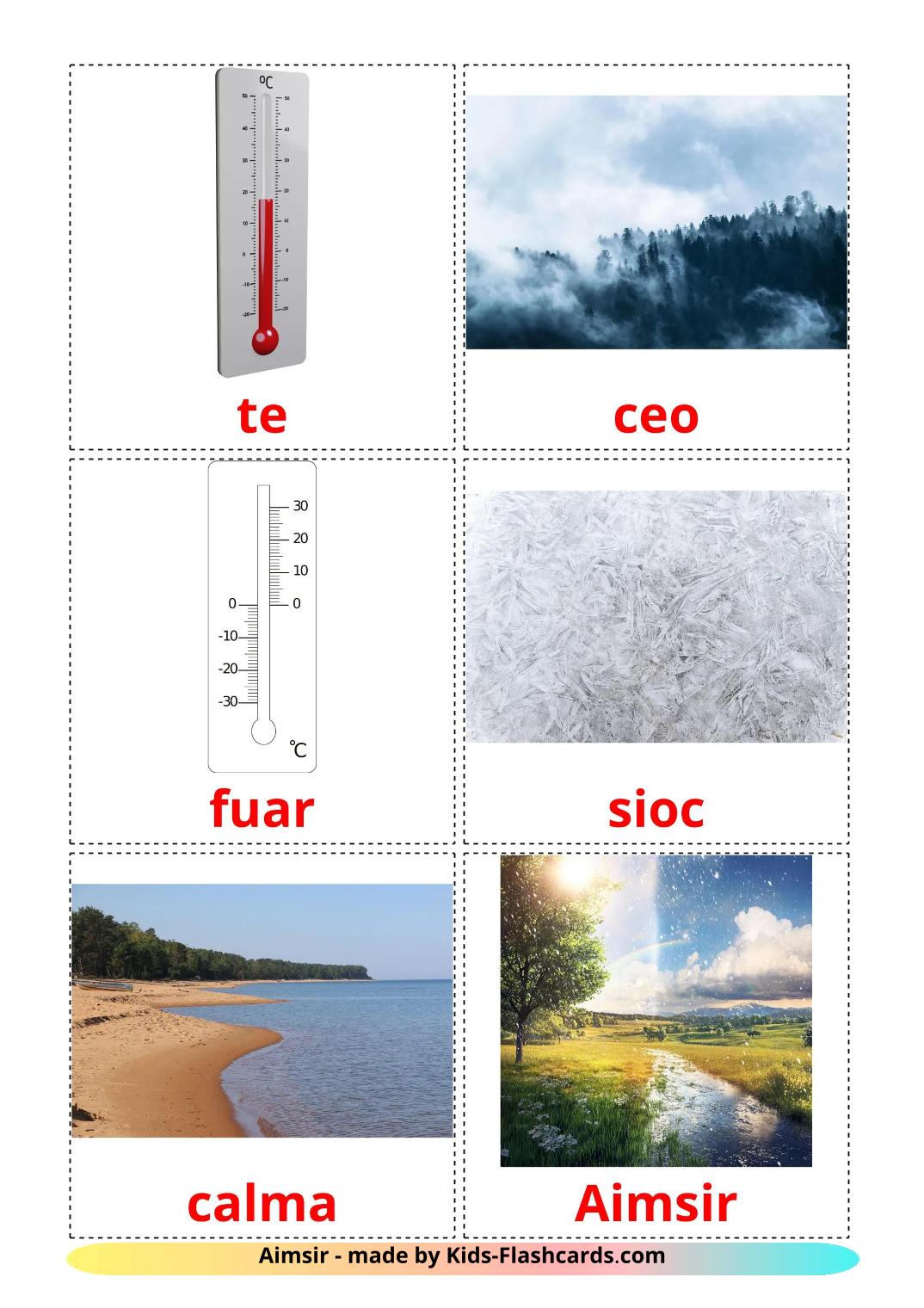 Weather - 32 Free Printable irish Flashcards 