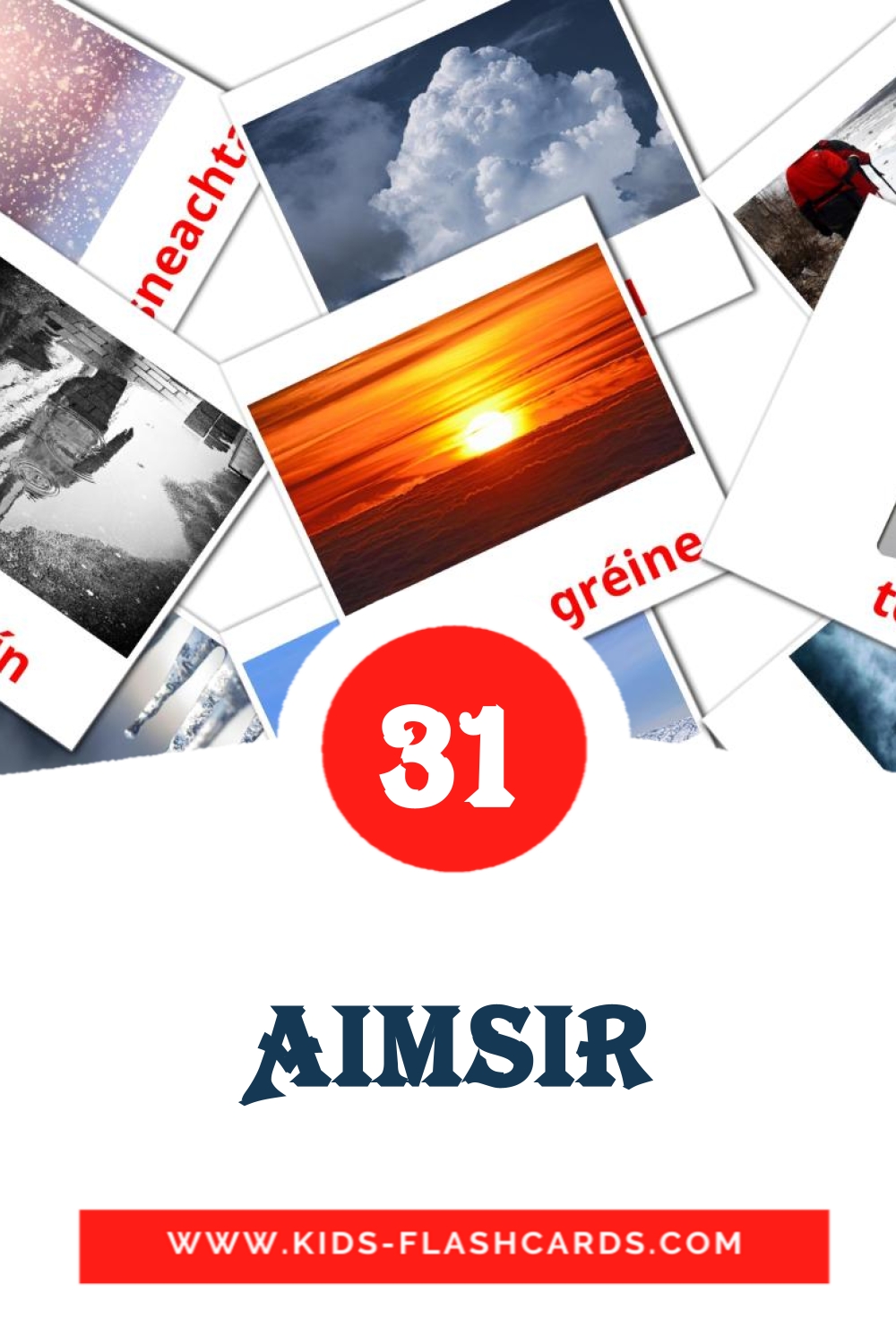 31 Aimsir Picture Cards for Kindergarden in irish