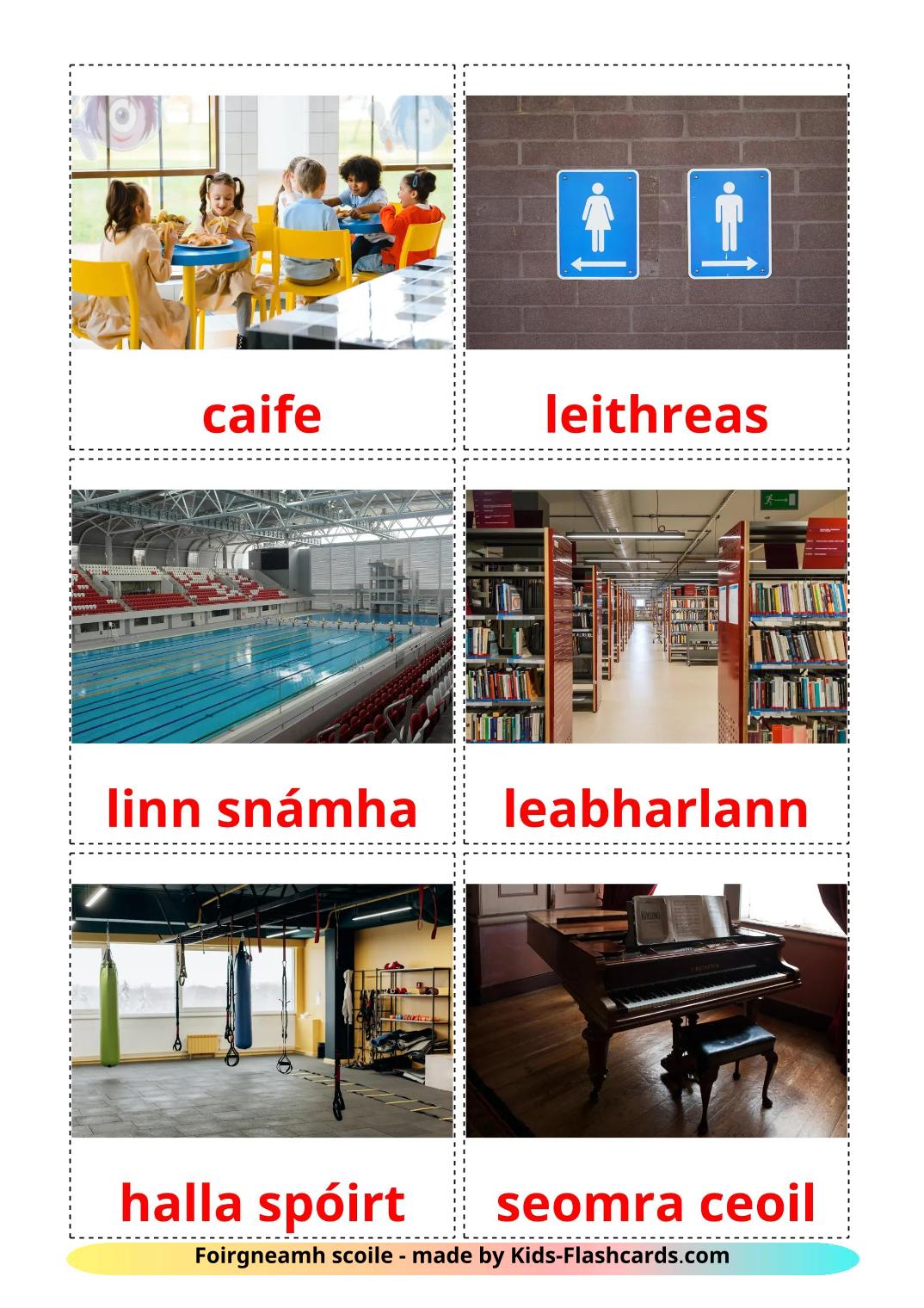 School building - 18 Free Printable irish Flashcards 