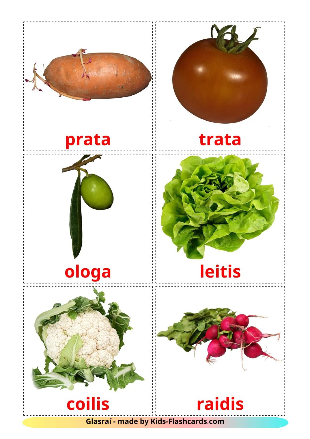 Овощи - 30 Карточек Домана на ирландском