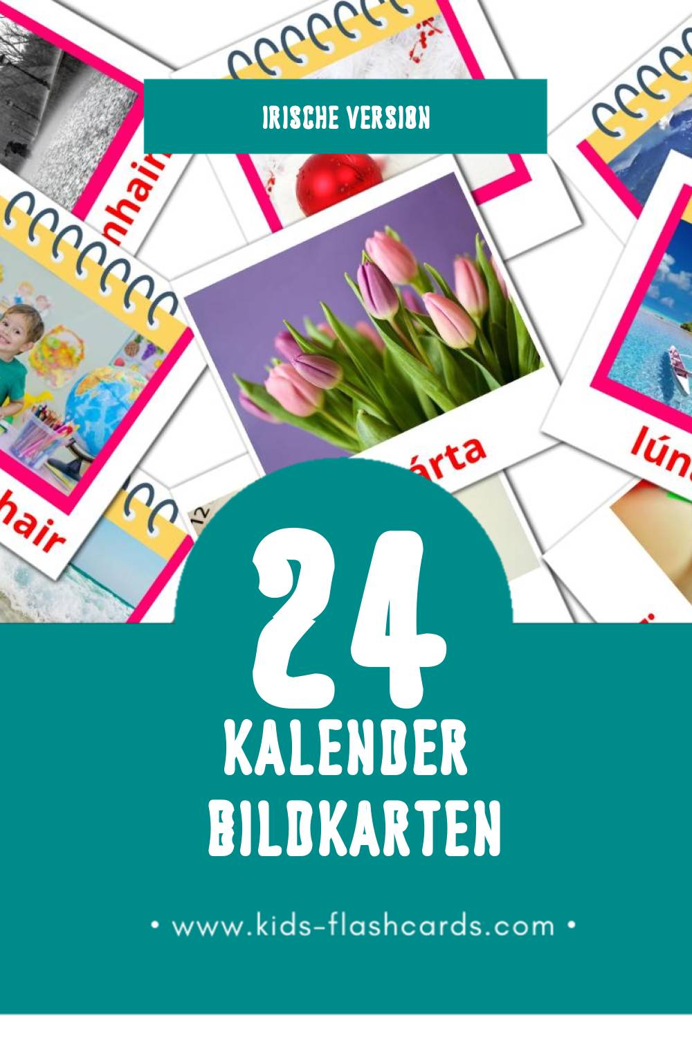 Visual Féilire Flashcards für Kleinkinder (24 Karten in Irisch)