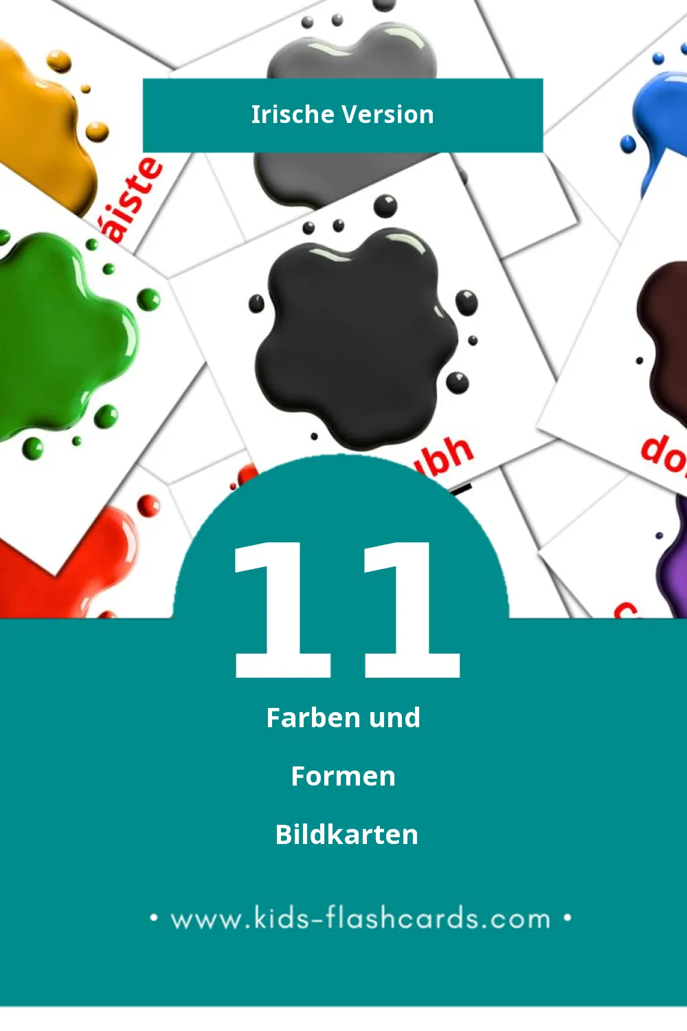 Visual dathanna agus cruthanna Flashcards für Kleinkinder (11 Karten in Irisch)