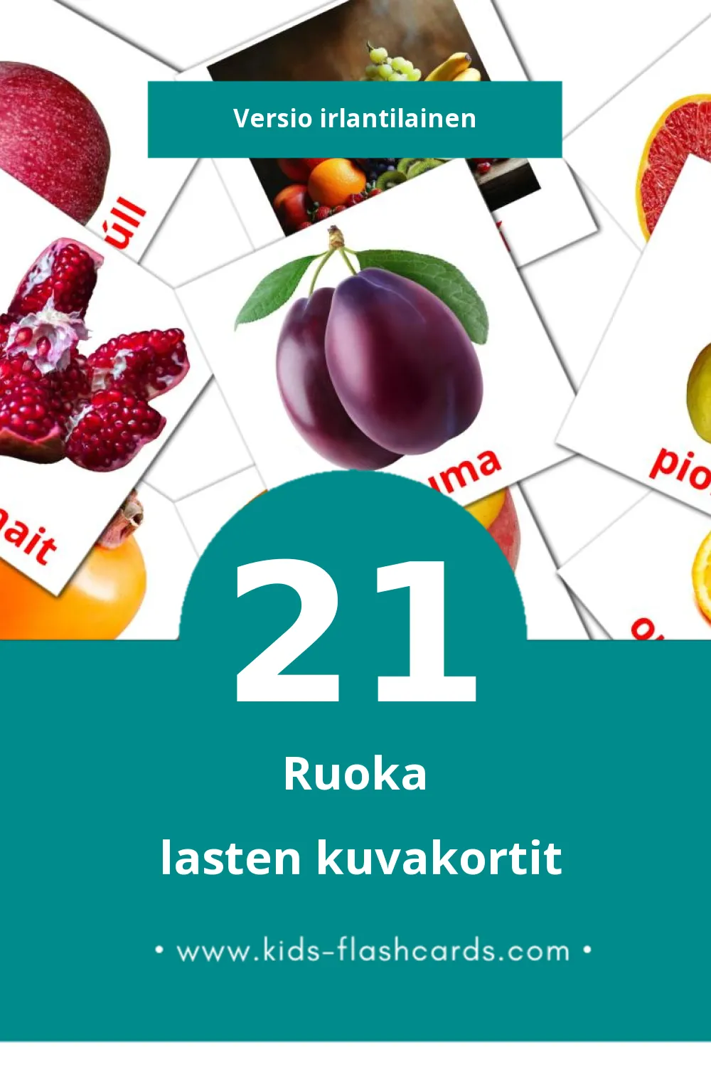Bia lasten kuvakortit pikkulapsille (21 korttia Irlantilaiseksi)