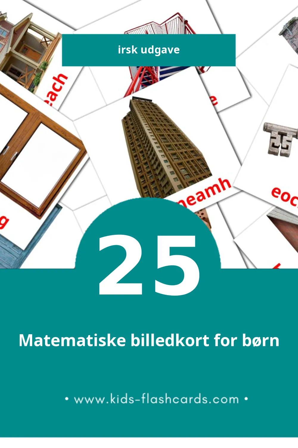 Visuelle billedkort for børn om Sa bhaile til småbørn (25 kort på Irsk)