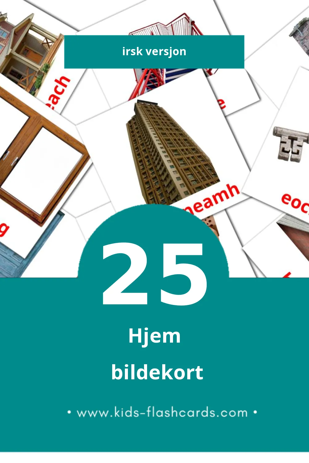 Visuelle Sa bhaile bildekort for småbarn (25 kort på Irsk)