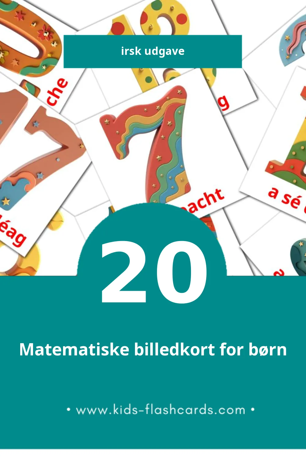 Visuelle billedkort for børn om irishg til småbørn (20 kort på Irsk)