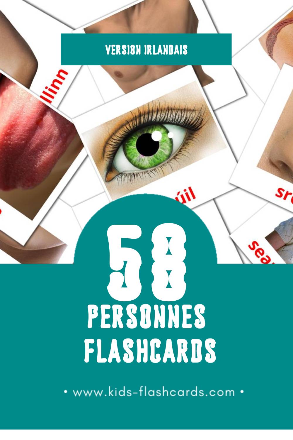 Flashcards Visual Daoine pour les tout-petits (58 cartes en Irlandais)