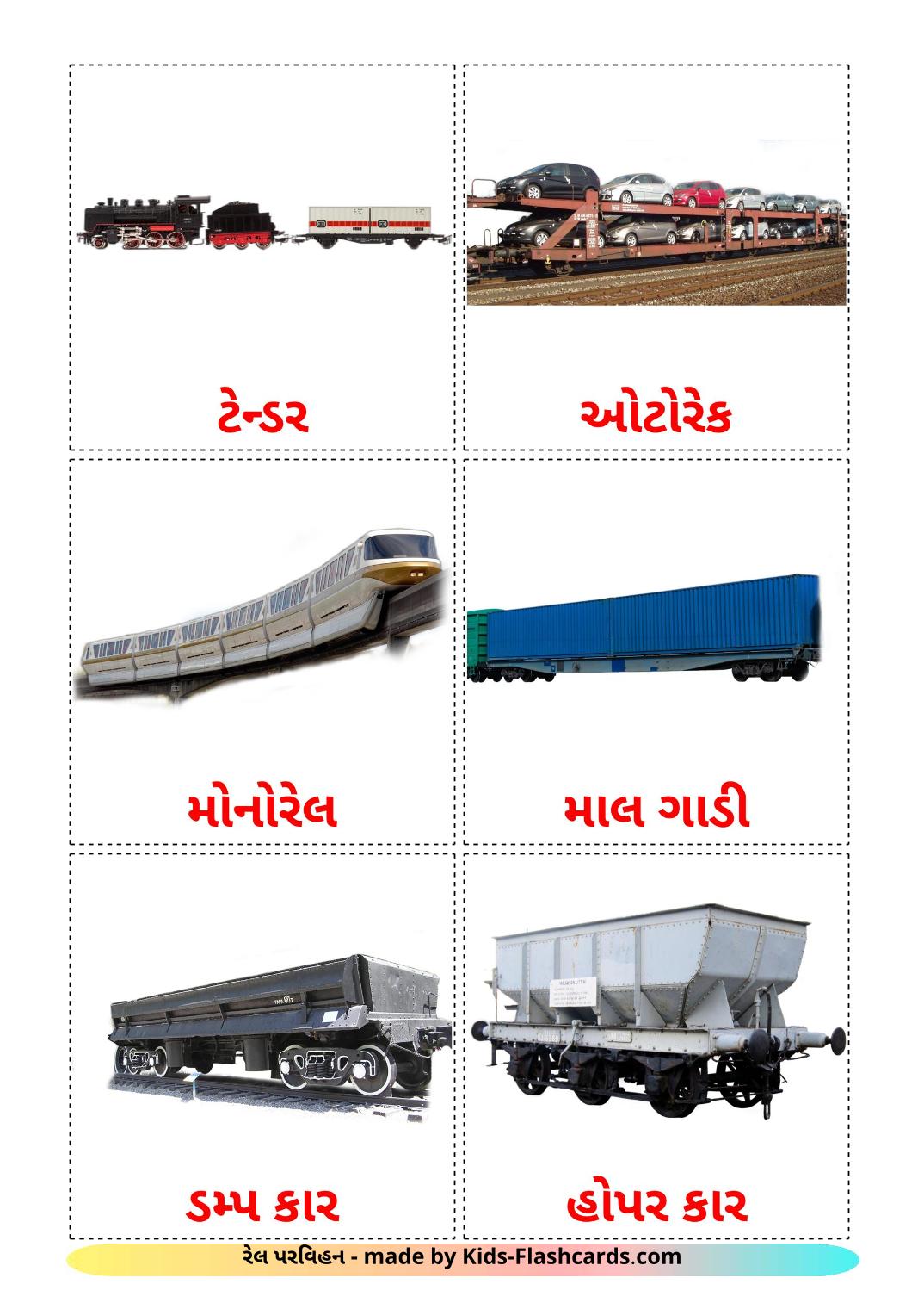 Rail transport - 18 Free Printable gujarati Flashcards 