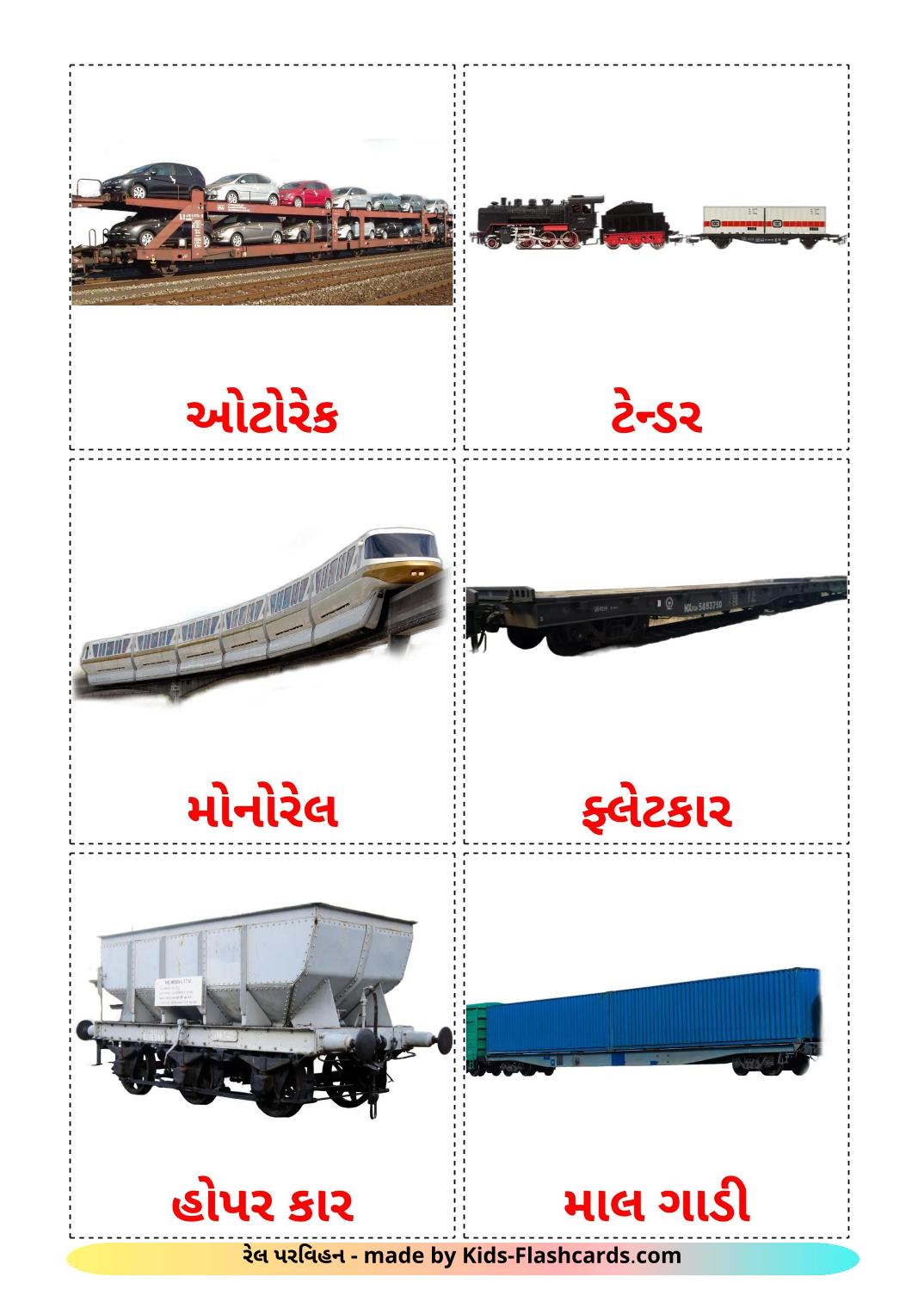 Transporte Ferroviário - 19 Flashcards gujaraties gratuitos para impressão