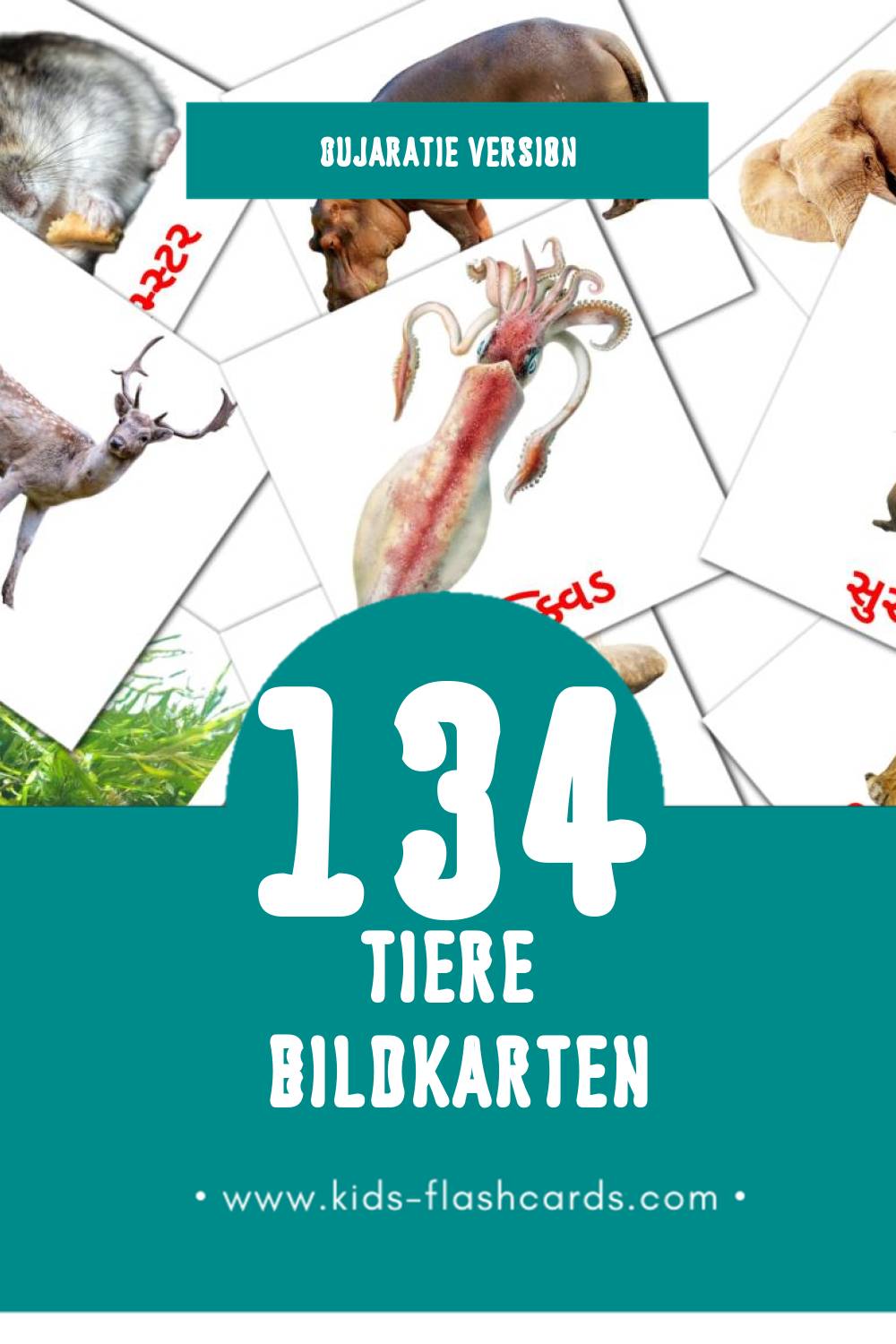 Visual પ્રાણીઓ Flashcards für Kleinkinder (134 Karten in Gujarati)