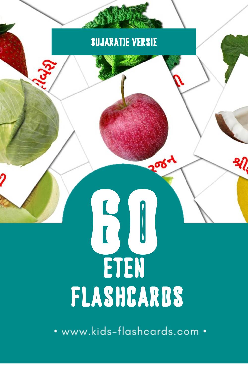 Visuele ખોરાક Flashcards voor Kleuters (60 kaarten in het Gujarati)