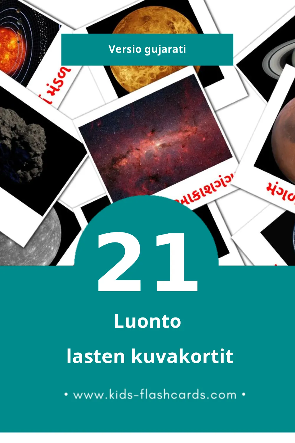 કુદરતી  lasten kuvakortit pikkulapsille (21 korttia Gujaratiksi)