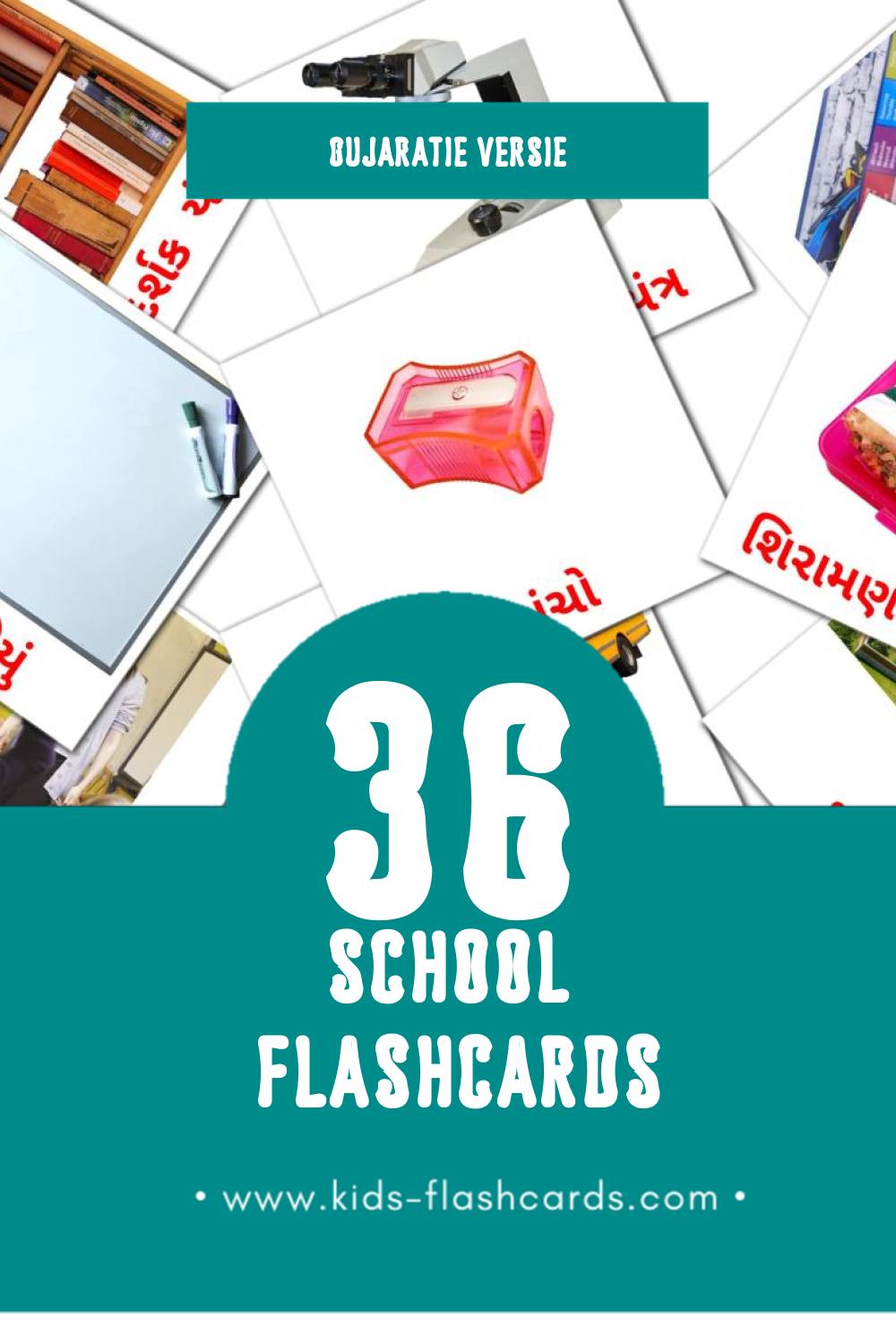 Visuele શાળા  Flashcards voor Kleuters (36 kaarten in het Gujarati)