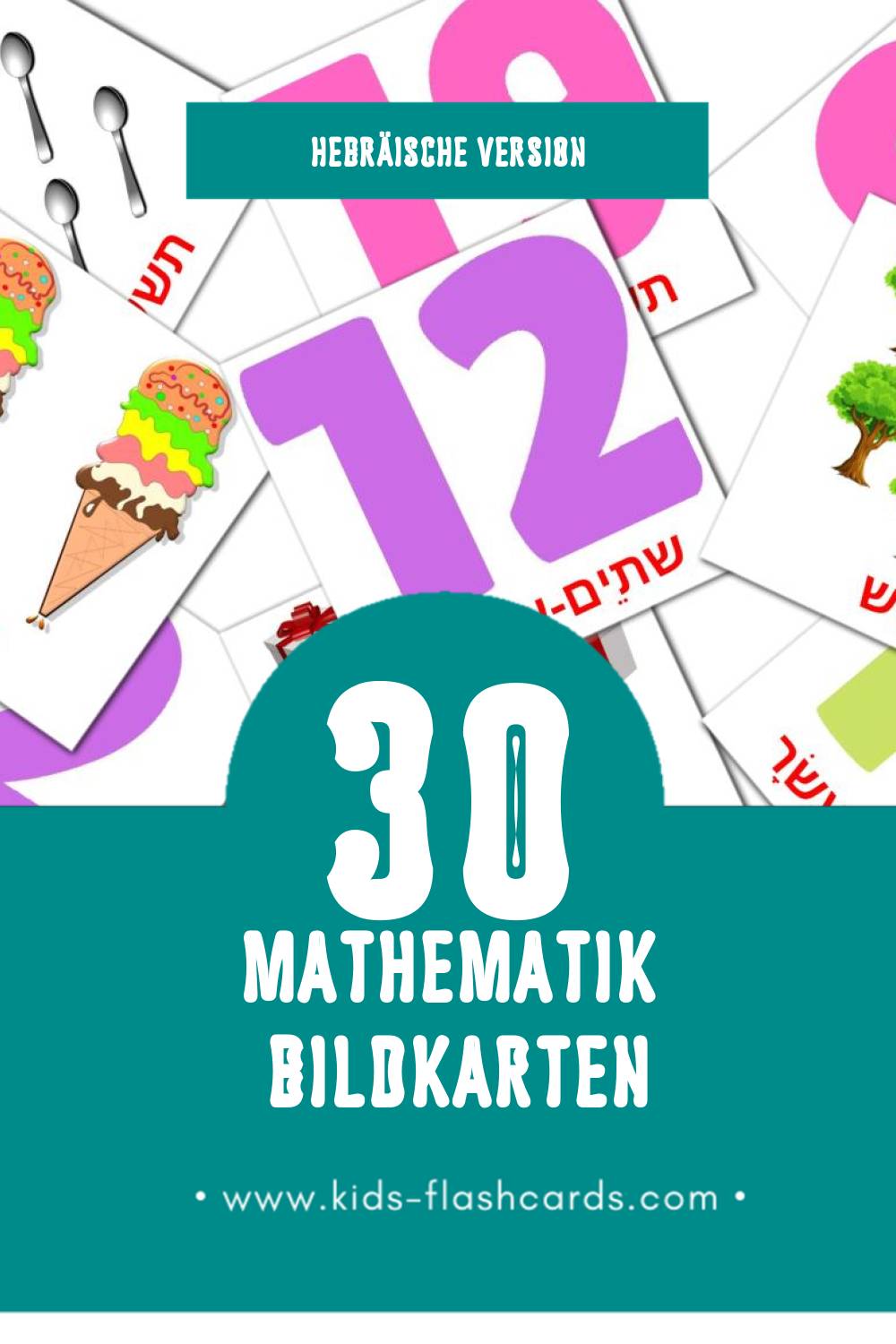 Visual מתמטיקה Flashcards für Kleinkinder (30 Karten in Hebräisch)