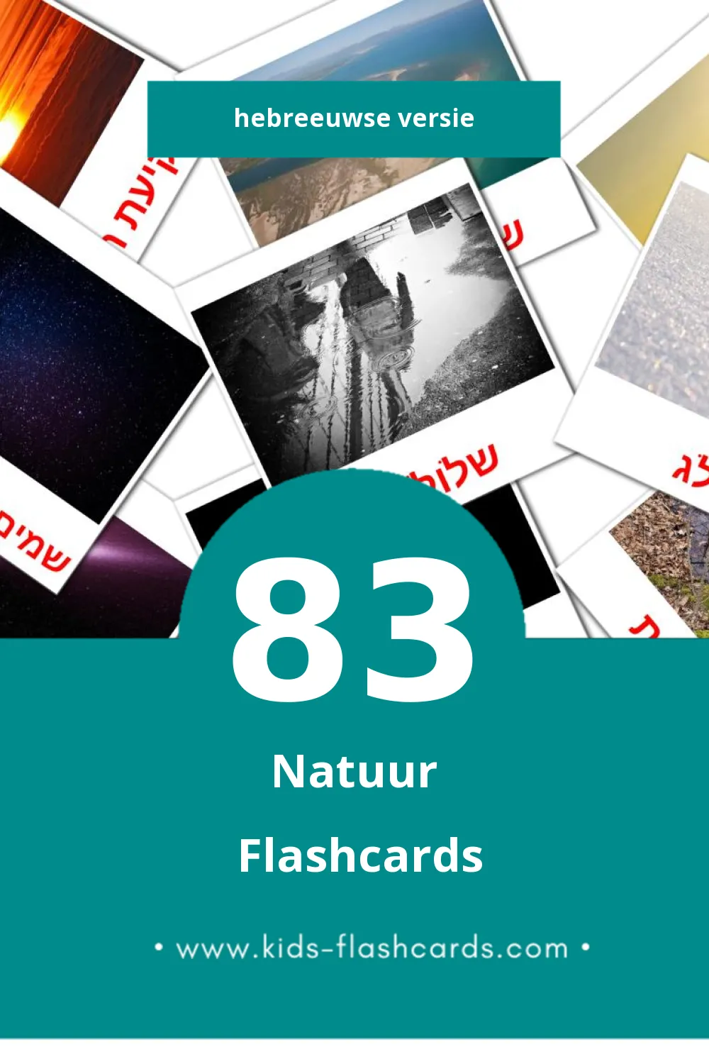 Visuele מזג אוויר Flashcards voor Kleuters (83 kaarten in het Hebreeuws)