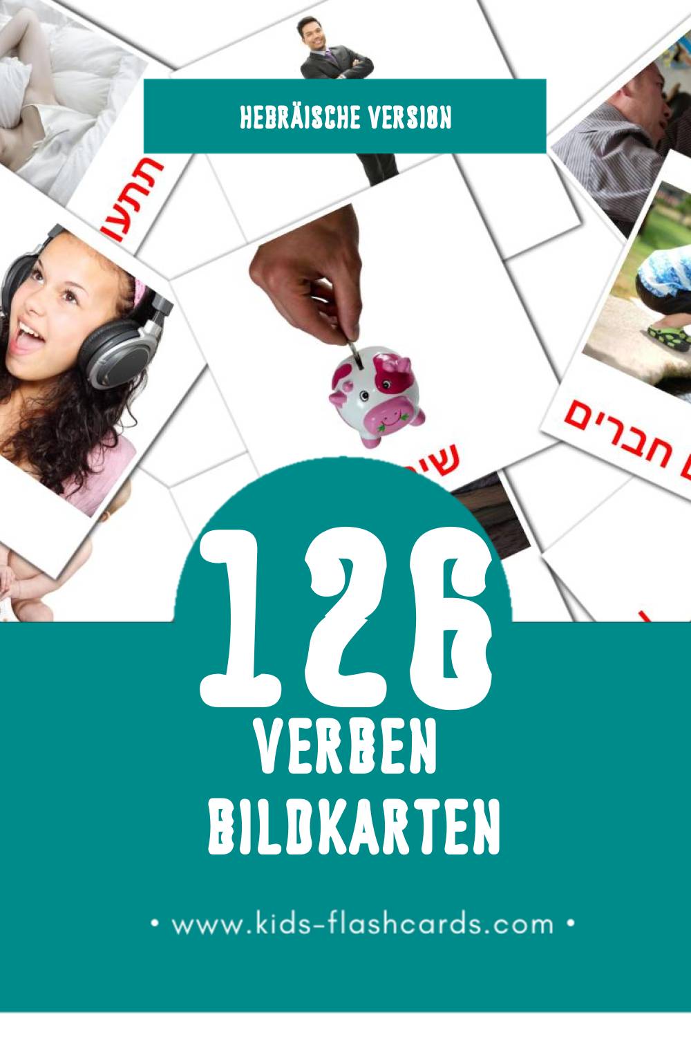 Visual פעלים Flashcards für Kleinkinder (126 Karten in Hebräisch)