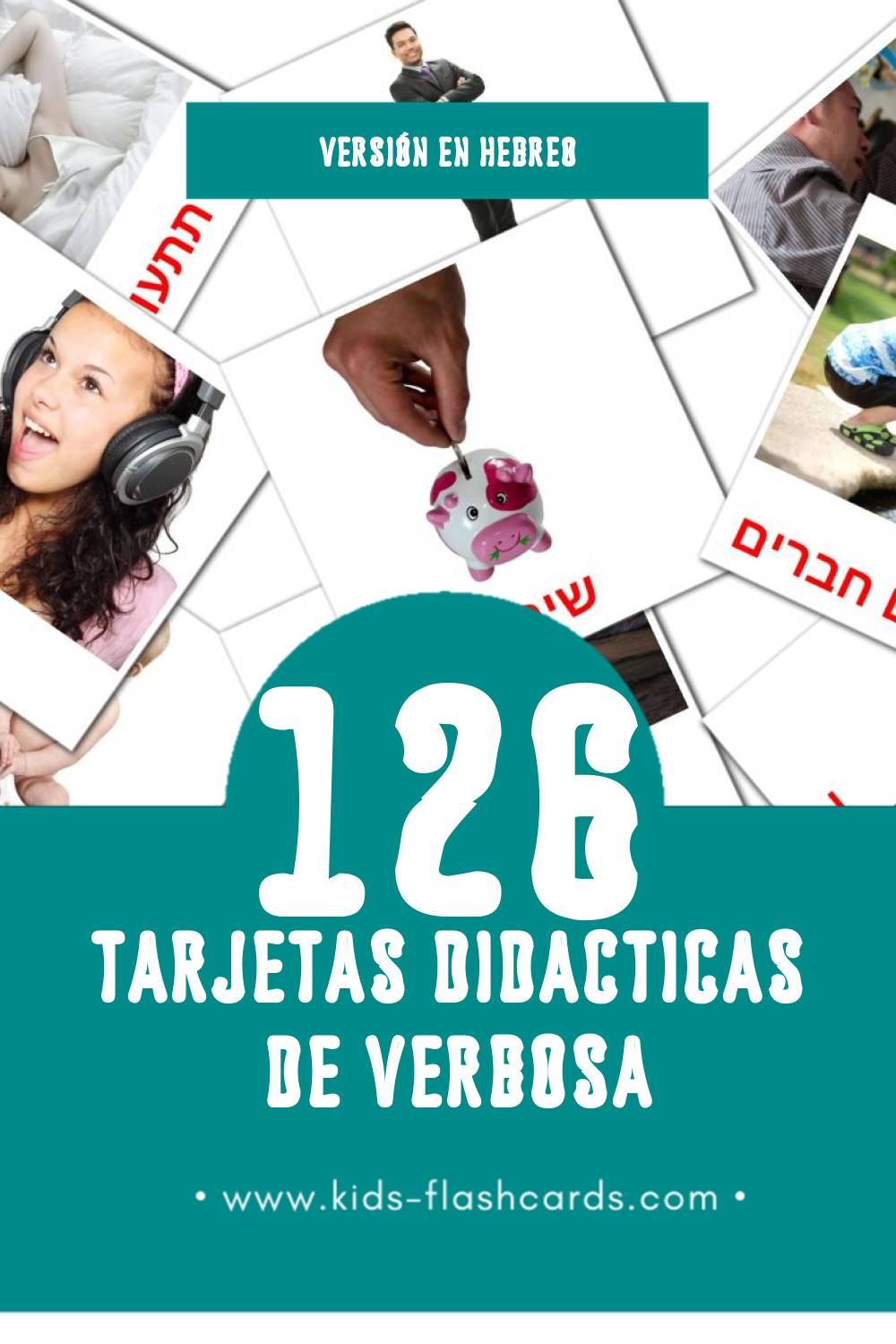 Tarjetas visuales de פעלים para niños pequeños (126 tarjetas en Hebreo)