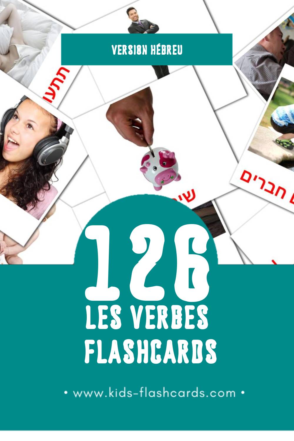Flashcards Visual פעלים pour les tout-petits (109 cartes en Hébreu)