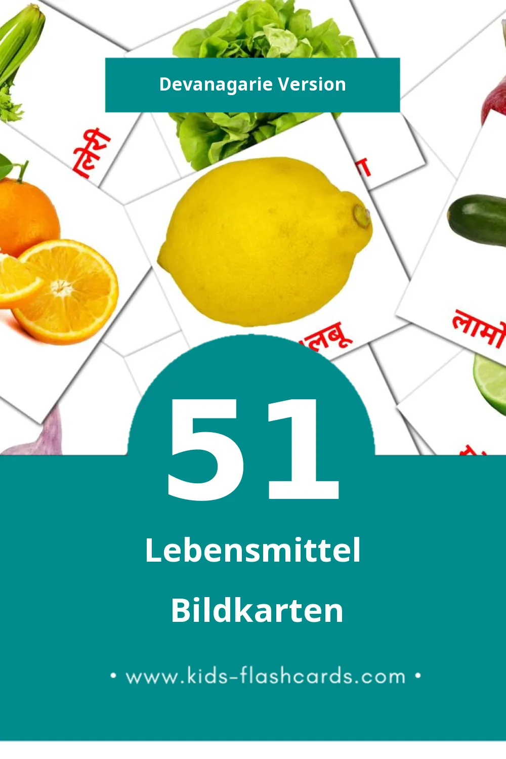 Visual फळांचा तक्ता Flashcards für Kleinkinder (51 Karten in Devanagari)