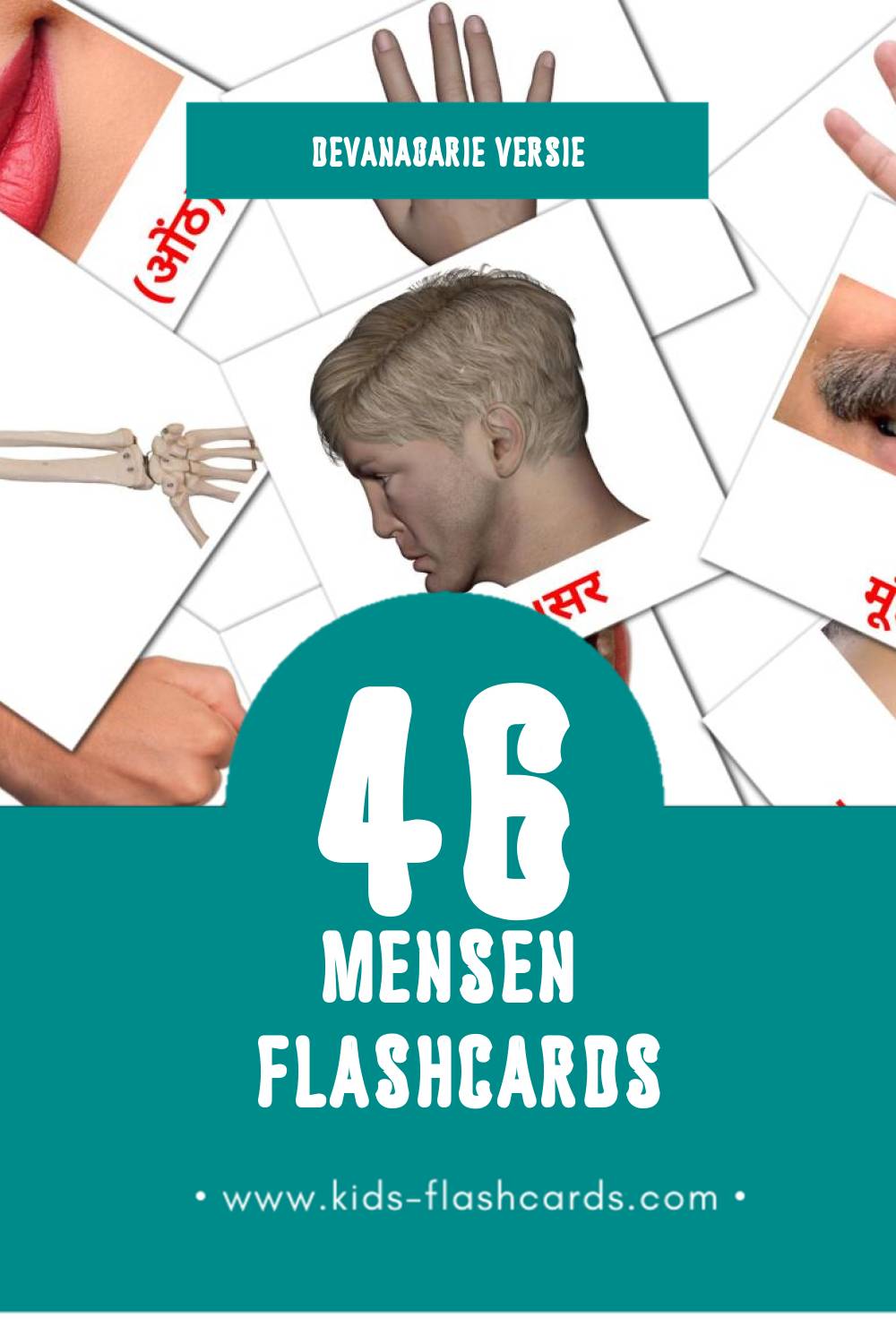 Visuele लोग Flashcards voor Kleuters (46 kaarten in het Devanagari)