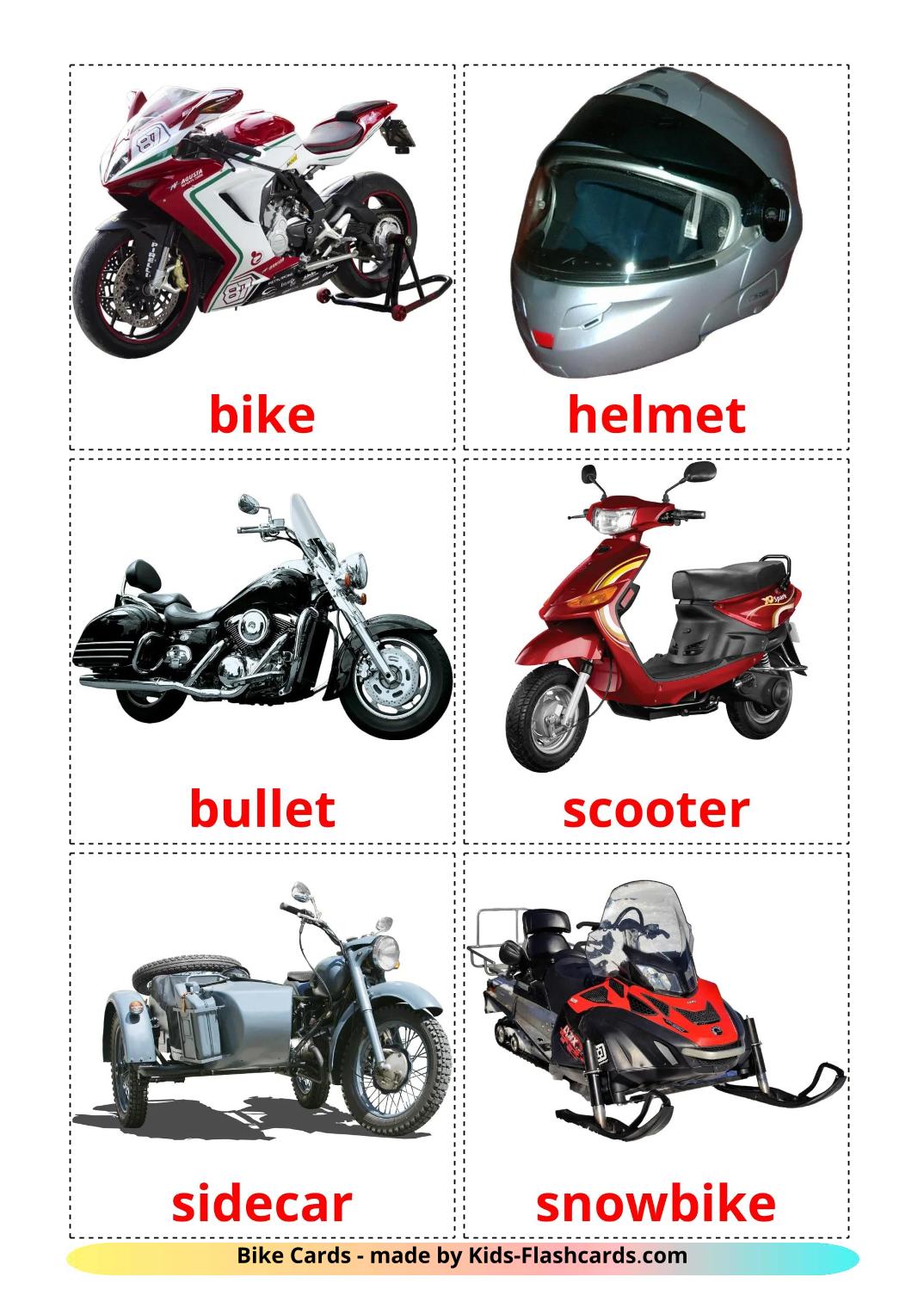 Motorräder - 13 kostenlose, druckbare Hindi Flashcards 