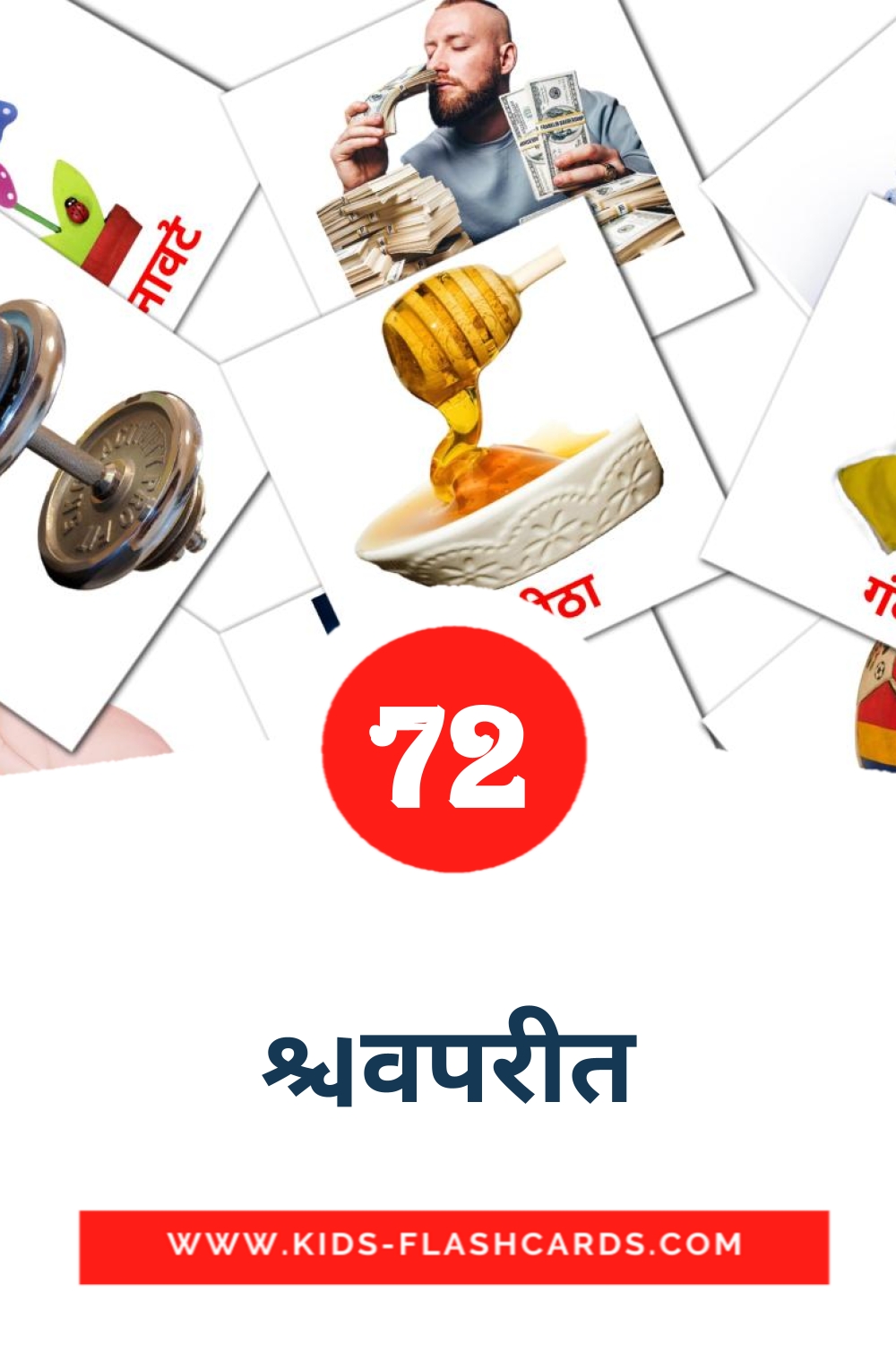 74 cartes illustrées de विपरीत pour la maternelle en hindi