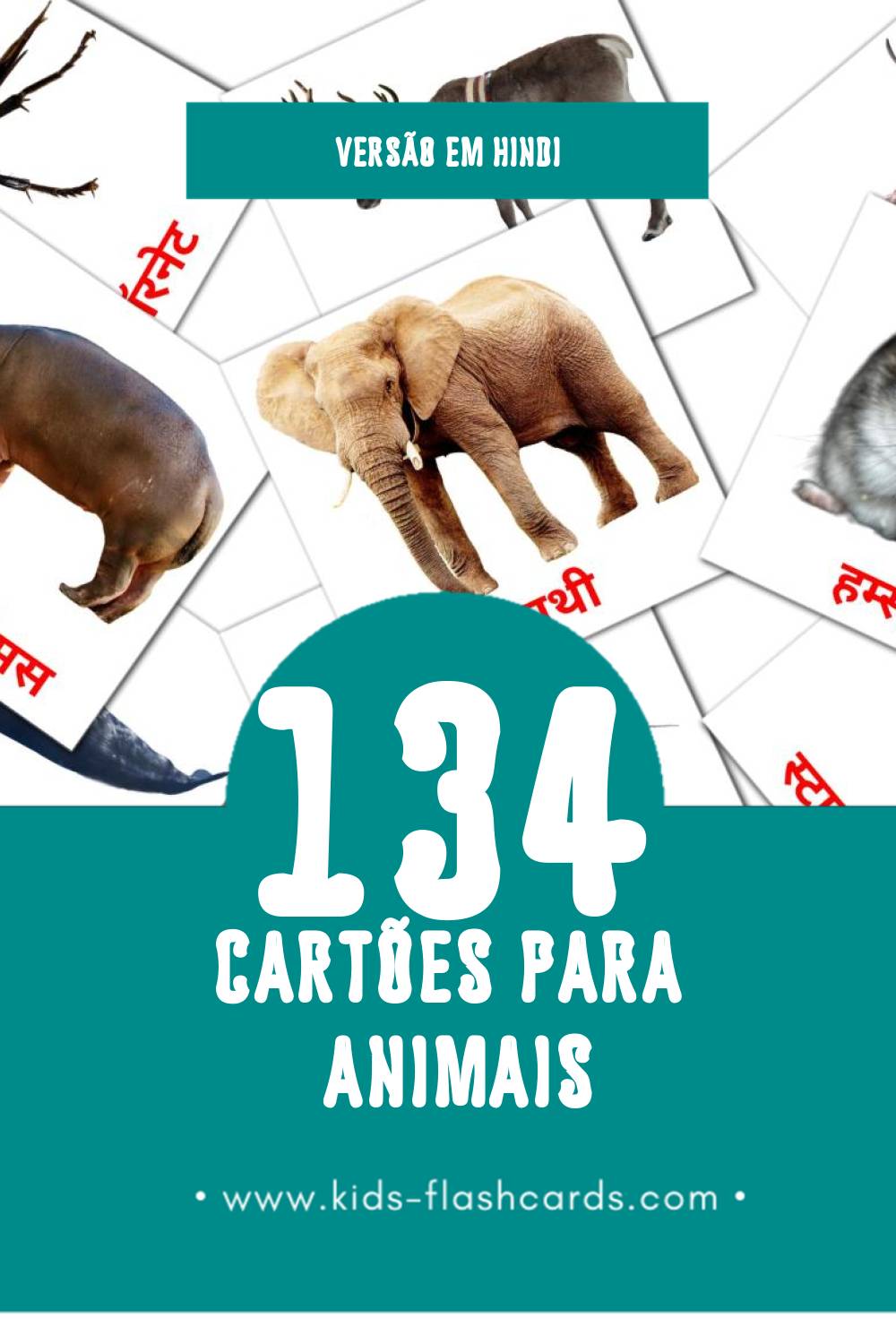 Flashcards de जानवर Visuais para Toddlers (134 cartões em Hindi)